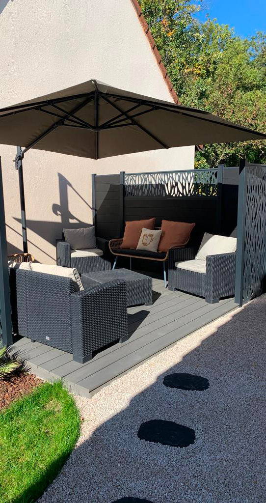 salon de jardin et terrasse composite teinte béton ultraprotect