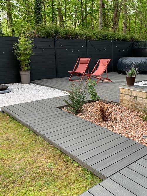 terrasse zen avec lames composites teinte anthra finitions lisses terrasse zen avec lames composites teinte anthra finitions lisses