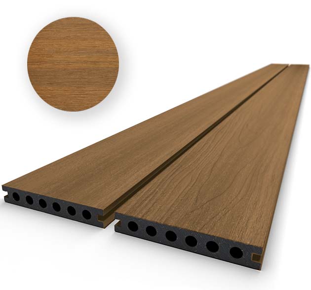 zoom sur les lames composite teinte teck finitions lisses et structurées zoom sur les lames composite teinte teck finitions lisses et structurées